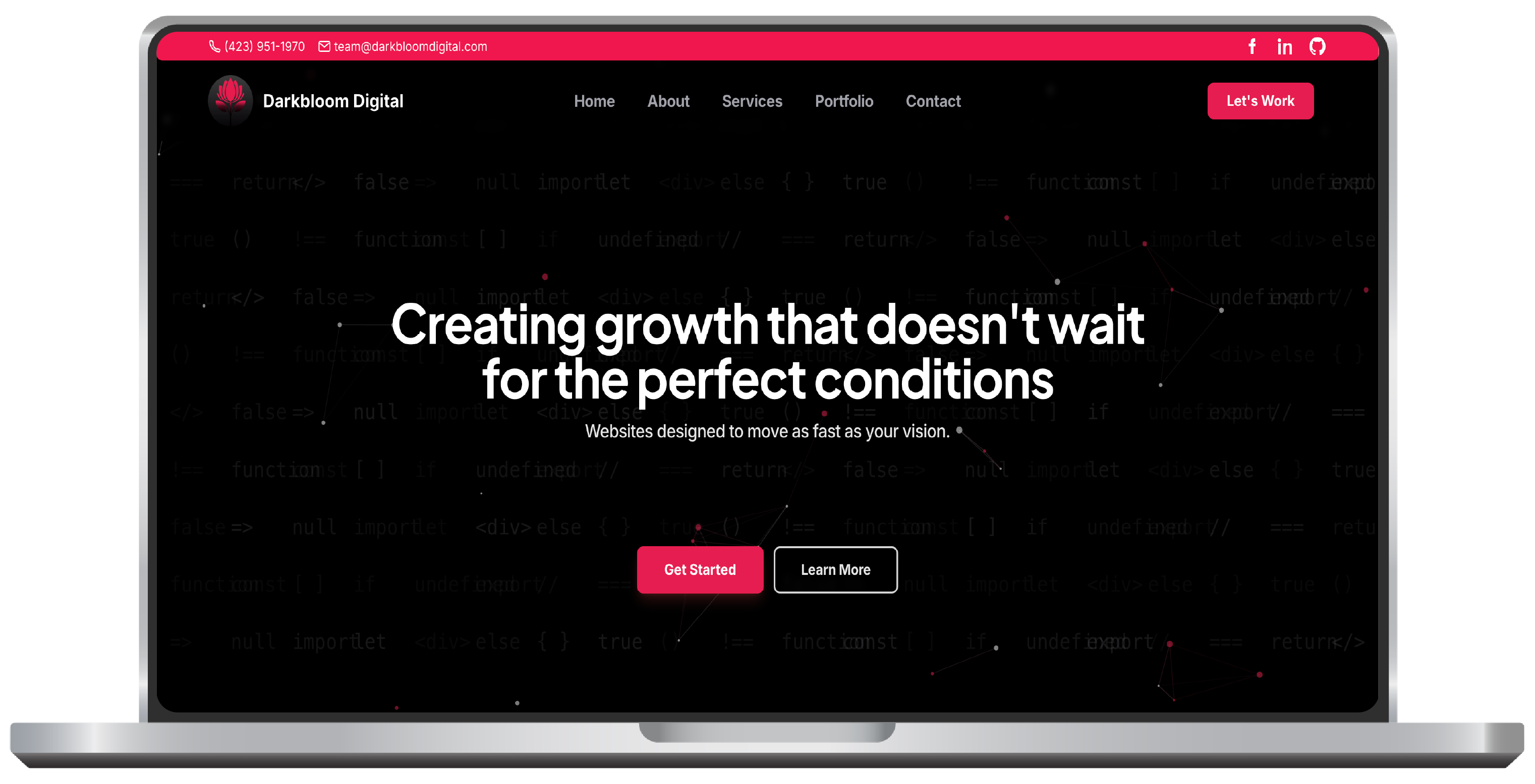 Laptop with website screenshot